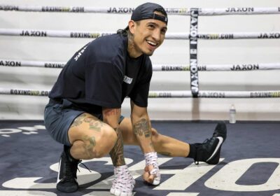 American boxer Mario Barrios flexes his legs while sitting as part of his workout regimen in file photo. Pacquiao vs Barrios showdown sees 'El Azteca' game plan to work